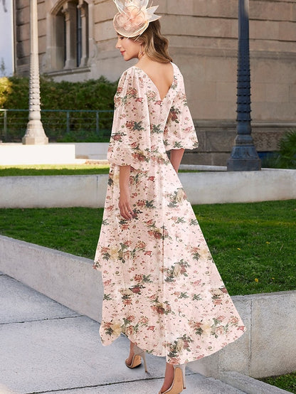 Print A-Line Floral the Dress Mother Bride of Elegant Vintage