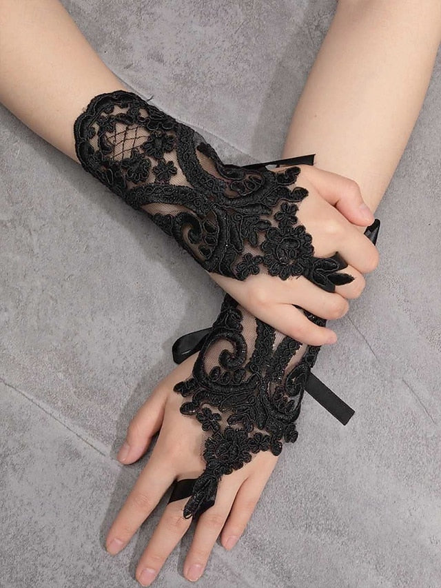Gloves Vintage Wedding White Fingerless Bridal Lace Elegant –