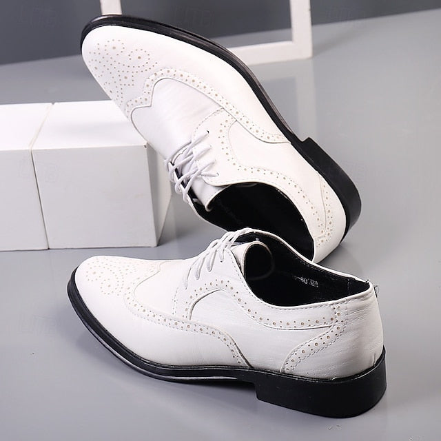 Formal Brogue Shoes Men's White Oxford Classic