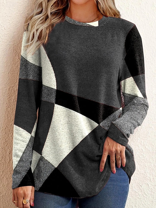 Women's T shirt Long Sleeve Crew Neck Long Sleeve Tunic