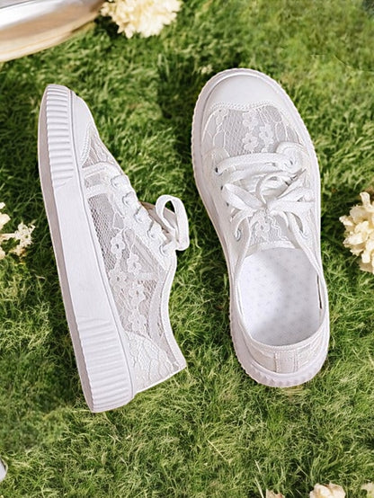 Women Wedding Lace Shoes Sneakers – Floral for Casual Bridal