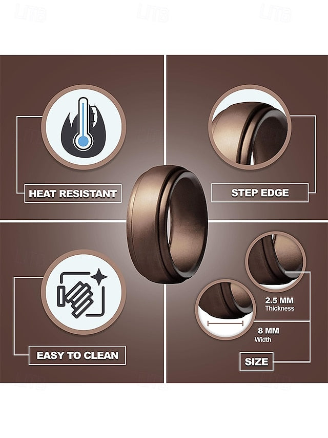 – Men Ring Black Durable Matte Silicone for Comfortable