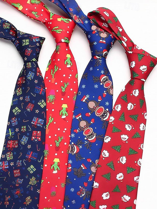 Fun Men's Polyester Tie and Tree Santa Christmas – Silk
