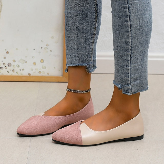 Two-Tone Elegant Slip-On Toe Pointed Women's Flats –