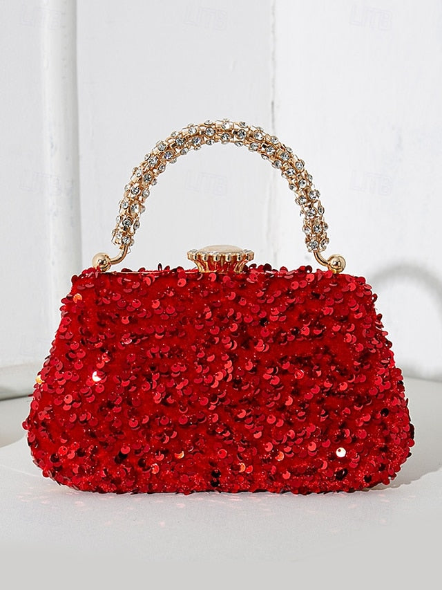 Women's Embellished Vintage Clutch Evening Bag Sequin –
