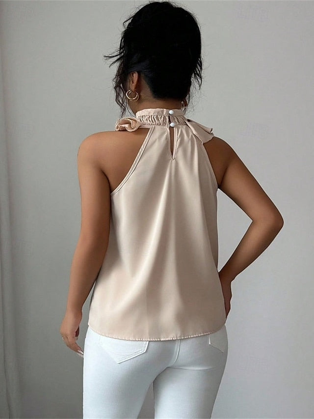 Women's Summer Tops Blouse Dressy Tops Solid Color Plain