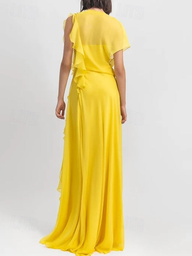 Vintage A-Line Ruffles Mother the Bride Elegant Dress of