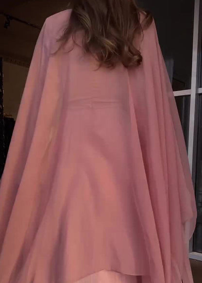 Set Plissee Rosa Ärmeln Neue Kleid Lange Schal Herbst 
