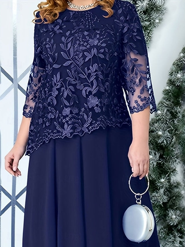 A-Line Plus Size Dress Mother of the Bride Curve Dress Elegant