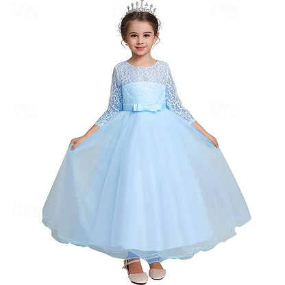 Flower Wedding Dress Kids Half Girl Sleeve Girls'