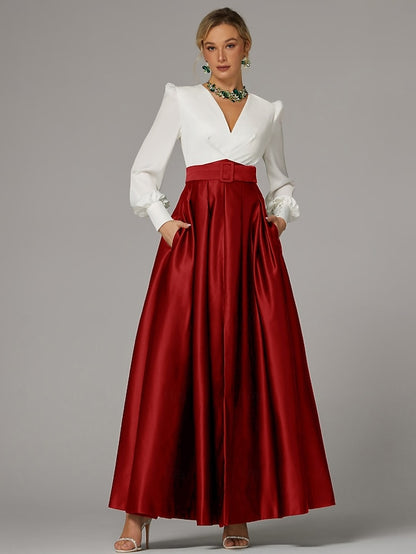 Dress Gown Formal High Wedding Evening A-Line Floor Guest Split