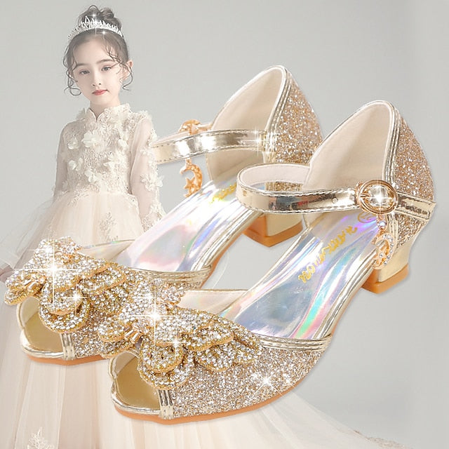 Shoes Silver Sparkly Princess Girls' – Glitter Bowknot