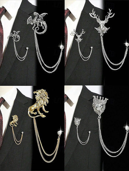 Brooch Deer Men's Lapel Pin Christmas with