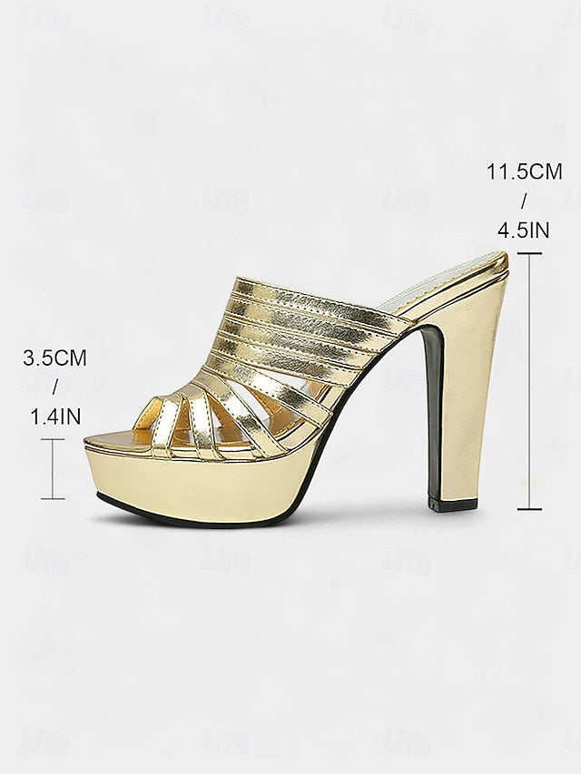 Mule White Open-Toe Women's Strappy - Heels Platform