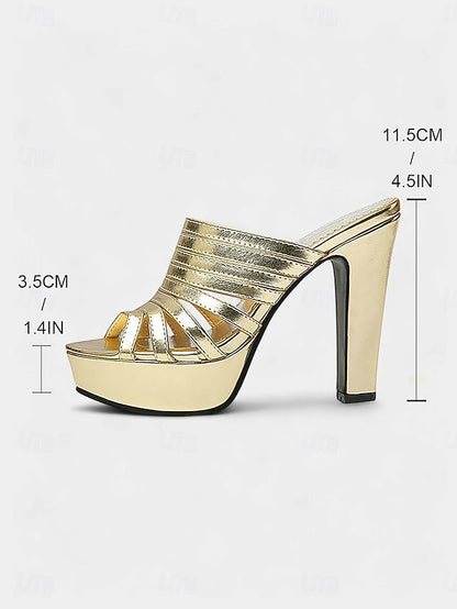 Mule White Open-Toe Women's Strappy - Heels Platform