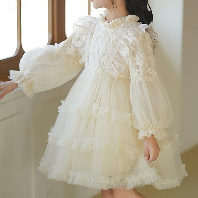 Kids Party Color Girl Dress Long Solid Girls' Flower