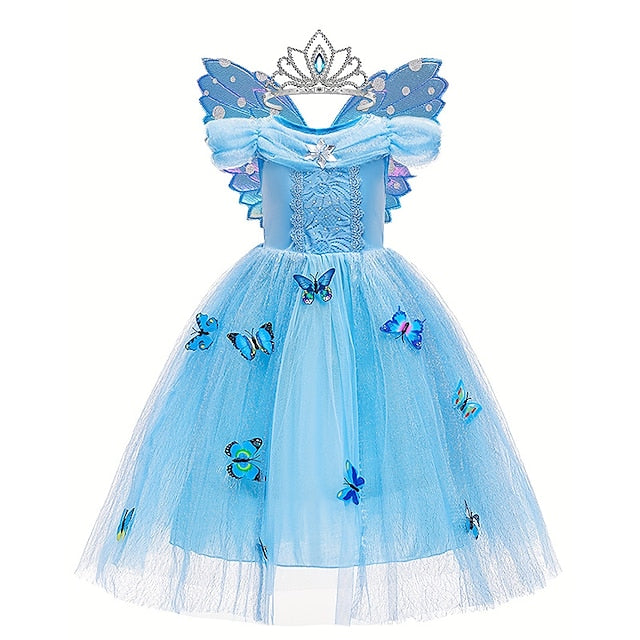 Flower Costume Princess Frozen Party Elsa Girl Dress Theme Tulle