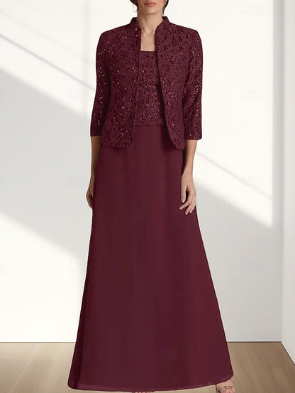 of the Bride Two Dress Elegant Piece Mother A-Line Wedding Guest