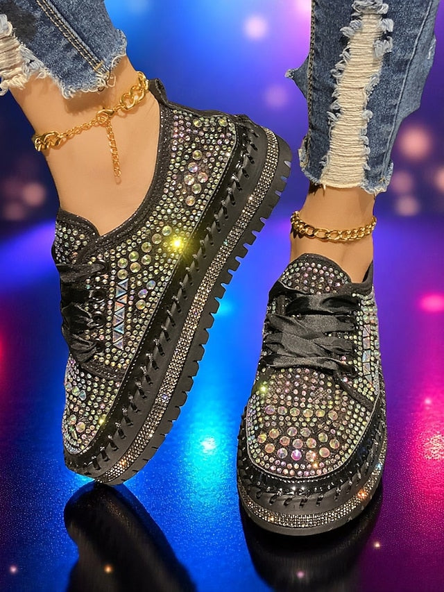 Sneakers Rhinestone Silver Women's Accents with Sparkling