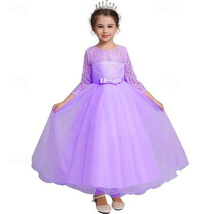 Flower Wedding Dress Kids Half Girl Sleeve Girls'