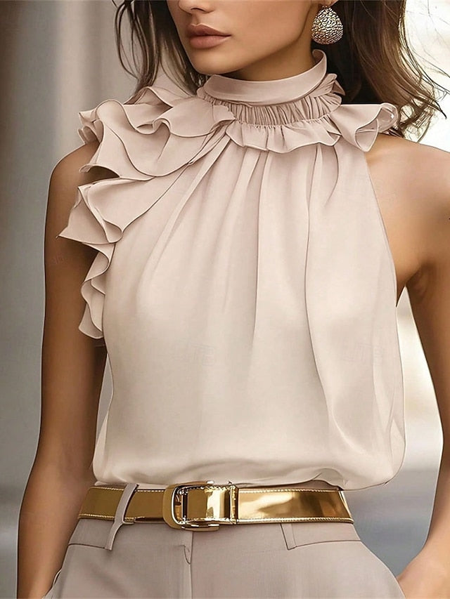 Women's Summer Tops Blouse Dressy Tops Solid Color Plain