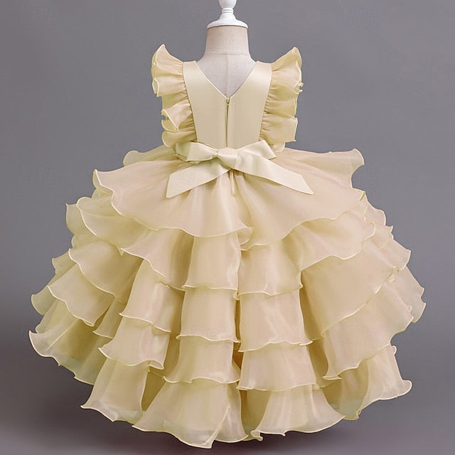 Kids Floral Dress Party Girls' Asymmetrical