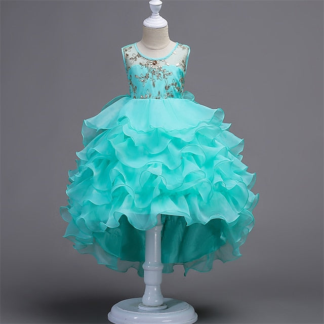 Floral 4-13 Kids Dress Party Ruffle Wedding Summer Girls'