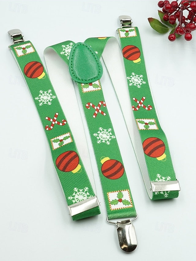 Snowman Suspenders Men's Christmas with