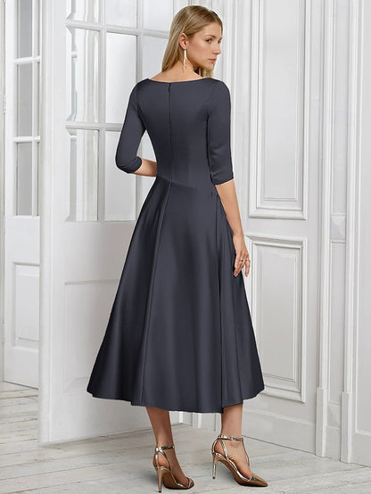 Neck Elegant of V Bride Mother Simple the Dress A-Line