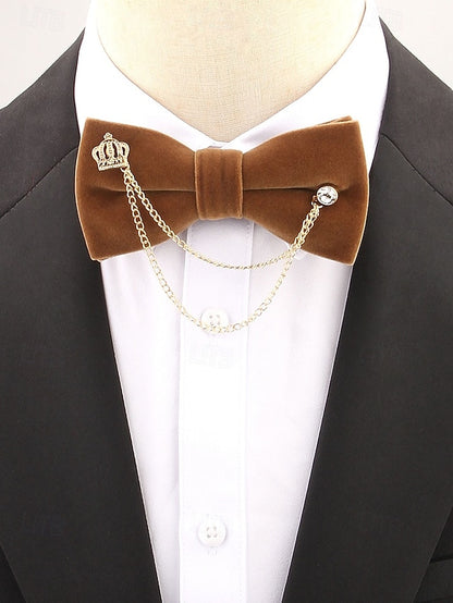 Tie – Chain Velvet Crown Detail and with Men's Bow
