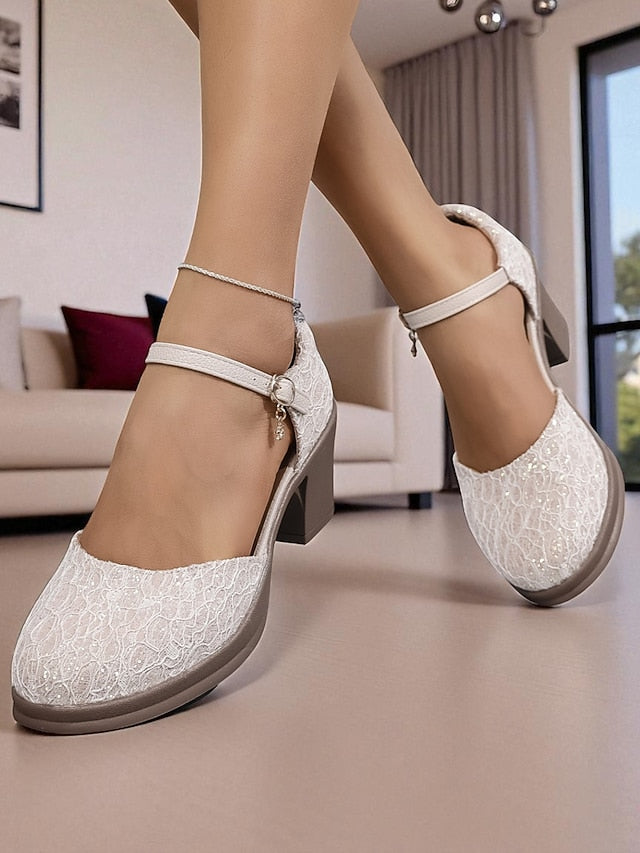 Low Lace - Comfortable Jane Women's Mary Shoes Heel Chunky