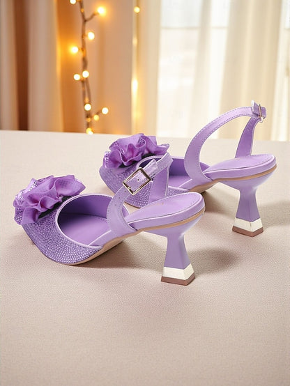 Floral with Purple Heels Women's Rhinestone Slingback