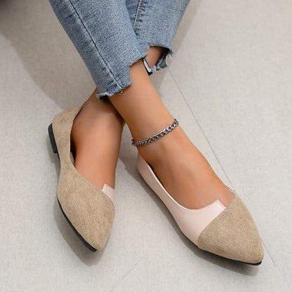 Two-Tone Elegant Slip-On Toe Pointed Women's Flats –