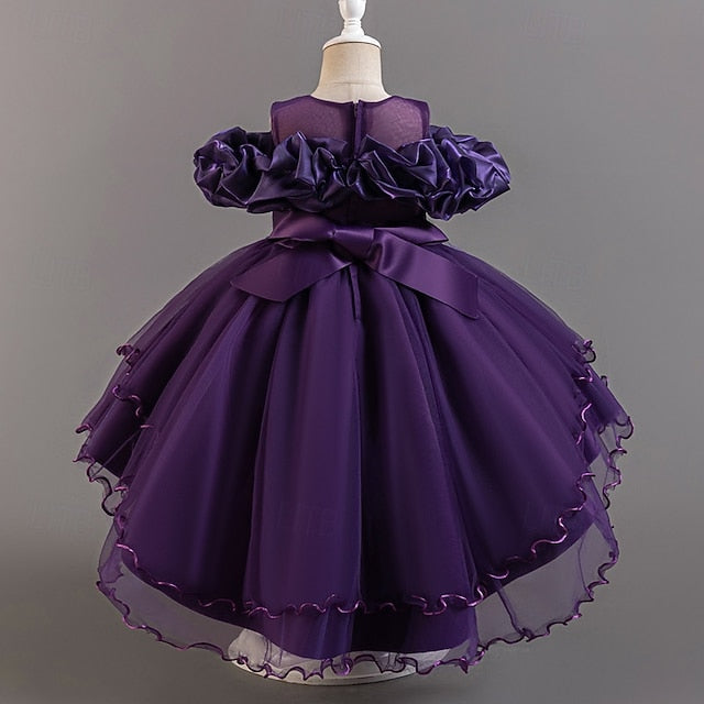 Dress Wedding Sleeve Girls' Kids Short Flower Floral Party