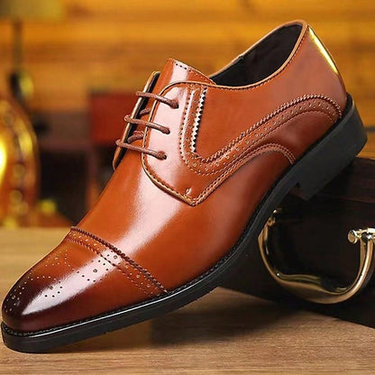 Men's Shoes Dress and Black Color-Blocked with White