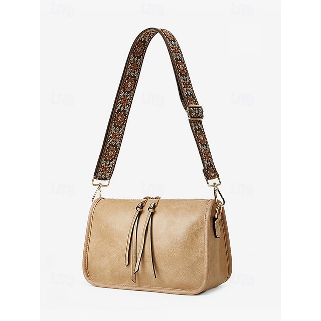 Bag Adjustable Leather Brown Faux Women's Shoulder with