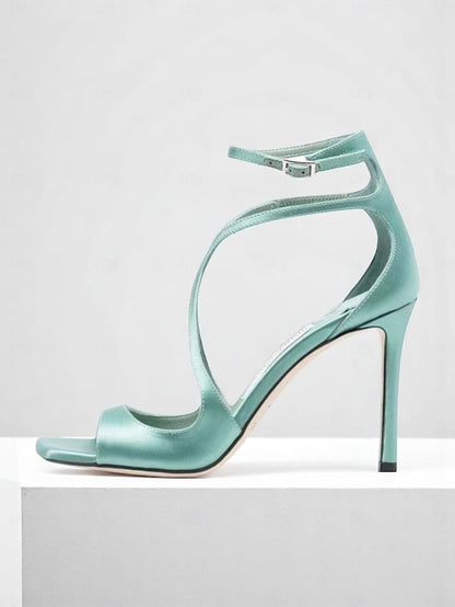 Satin Elegant Stiletto Lavender - Heels Crisscross Women's