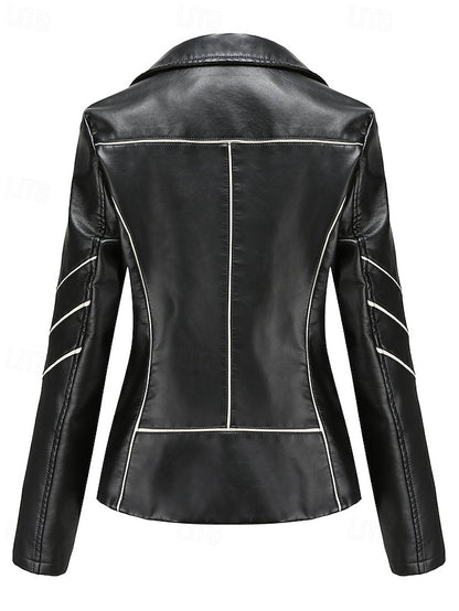 Jacket Pocket Zipper Leather Comfortable Faux Women's