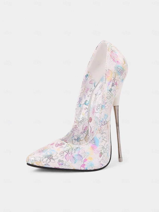 Red Jacquard Women's Stiletto Heels High