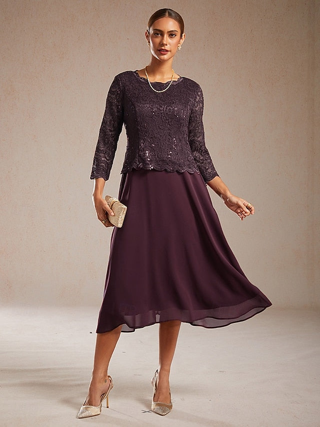 Women's Midi Dress A Line Dress Elegant Wedding Guest