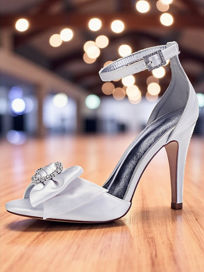 Rhinestone Women's Purple High with Satin Heel Sandals