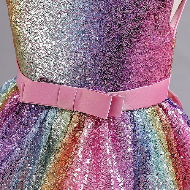 Party Girls' colour Sleeveless Kids Sequin Wedding Dress