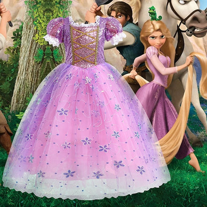 Flower Dress Girl Cloak Rapunzel Princess Cosplay