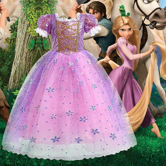 Flower Dress Girl Cloak Rapunzel Princess Cosplay