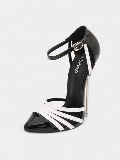 Women's Leather Patent Heels Stiletto and - Black Red
