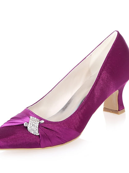 Heels Kitten Rhinestone Satin Bow with Blue Royal Women's