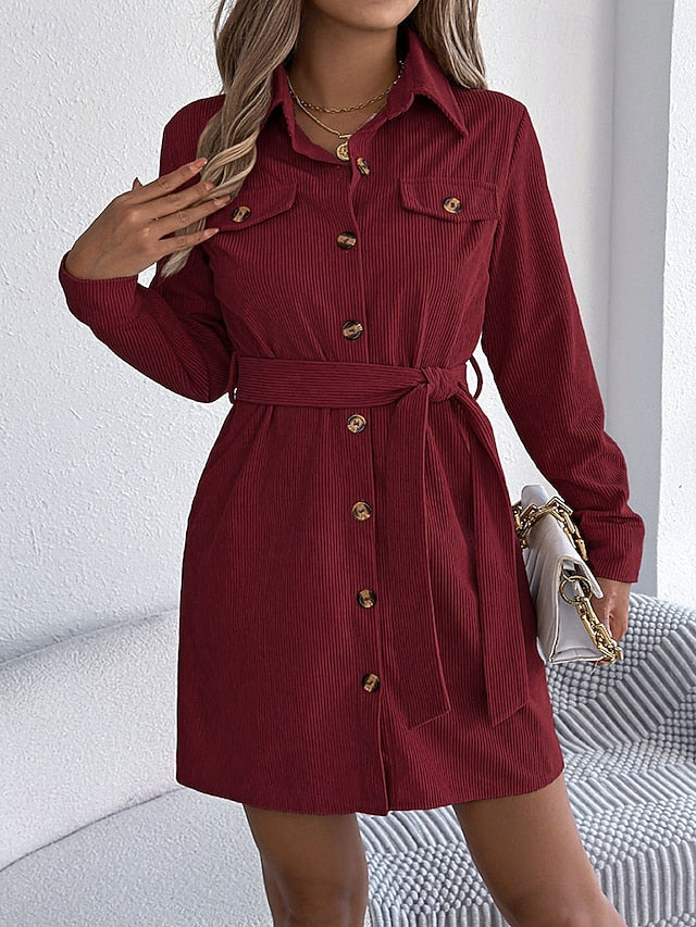 Women's Mini Dress Shirt Dress Fashion Modern Daily Office