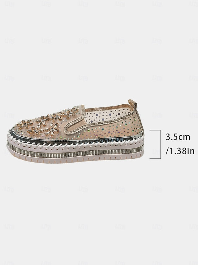 Sneakers Embellished Mesh Rhinestone with Slip-On Women's