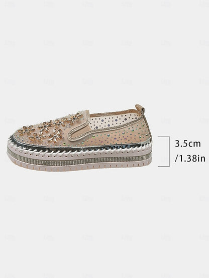 Sneakers Embellished Mesh Rhinestone with Slip-On Women's