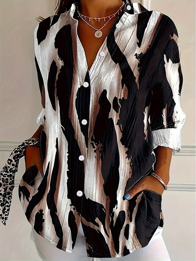 Women's Shirt Blouse Graphic Geometric Plaid Vintage